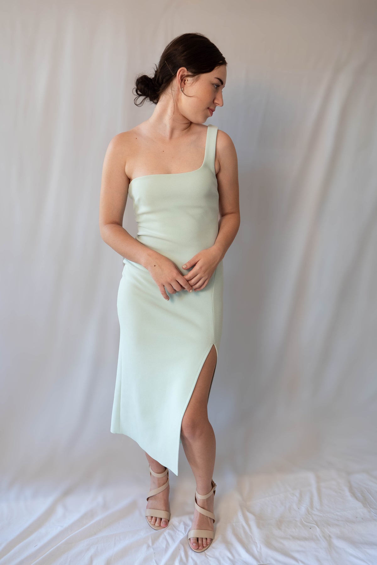 knee length dresses for ladies Green Ribbed Sweater Dress main image 0